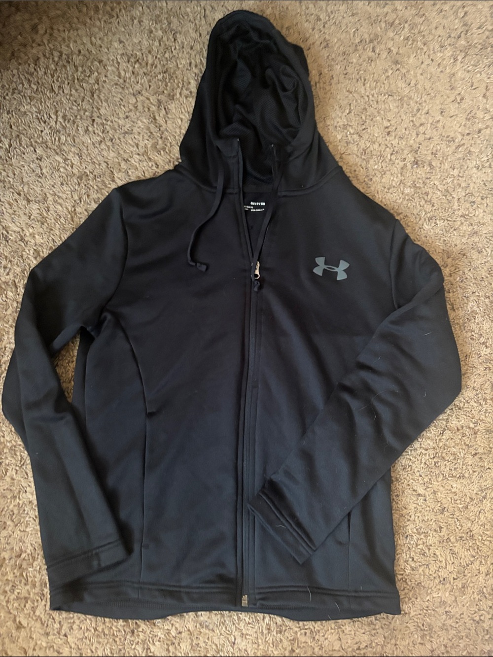 Under Armour Black Zip-Up Cold Gear Hooded Sweatshirt Small